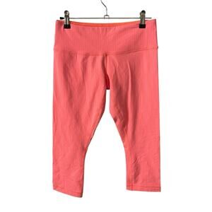Lululemon Womens 6 Cropped Low Rise Leggings Activewear Coral Pinstripe Workout